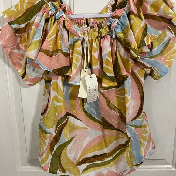 Colorful Ruffle Off-Shoulder Blouse - Picture 4 of 7